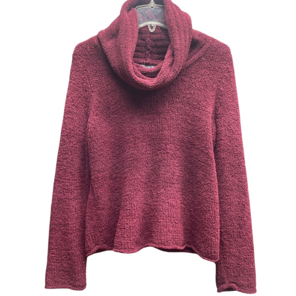 Carroll Reed Petite Maroon Fuzzy Cowl Neck Sweater Sz PL